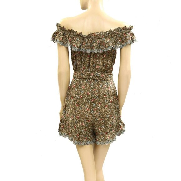 Sézane Kiwi Jumpsuit Romper Dress Floral Eyelet Embroidered Ruffle S-36 278086 - Picture 7 of 9